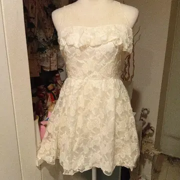 리즈리사 LIZLISA 장미 무늬 전체 레이스 미니 원피스