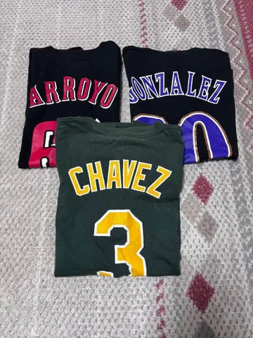 [ 3장 세트 ] Majestic 티셔츠 애슬레틱스/D 백스/레즈 L