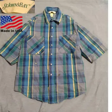 레어 80's 미국제 St John's BAY 플란넬 셔츠 5부 소매