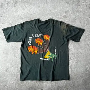 70s80s 핑크 플로이드 밴드 티셔츠/투어 티셔츠 블랙 파키면