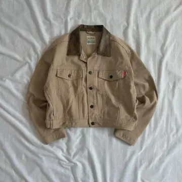 빈티지 데님 자켓 짧은 기장 베이지 웨스턴 아메카지 레트로