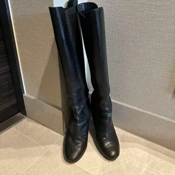 블랙 가죽 롱 부츠 6M 23cm 존스턴 앤 머피