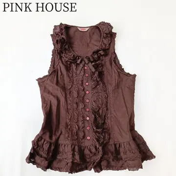 [ PINK HOUSE/핑크하우스 ] 블라우스 프릴 슬리브리스 티어드