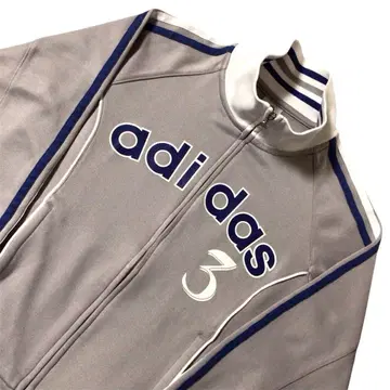 adidas 라메 짧은 기장 트랙 자켓 레어 컬러 그레이 M Y2K