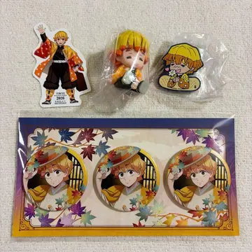 귀멸의 칼날 아가츠마 젠이츠 캔뱃지 스티커 마스코트 세트