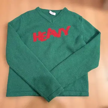 ERL 그린 V넥 스웨터 HEAVY 자수