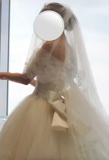 웨딩 베일 오프숄더 레이스 장식 (135cm)