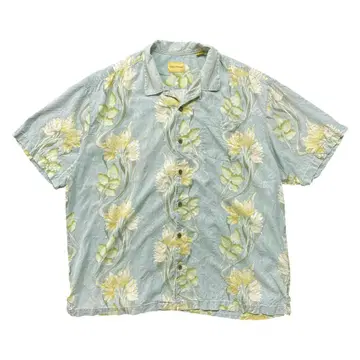 구제 의류 타미힐피거 실크 오픈 카라 하와이안 셔츠 캠핑 셔츠 꽃무늬