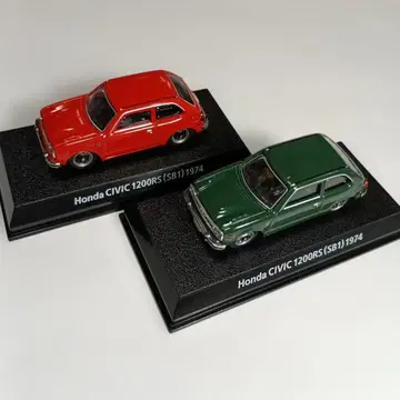 코나미 1/64 혼다 시빅 1200RS SB1 빨간색과 그린 2대 세트