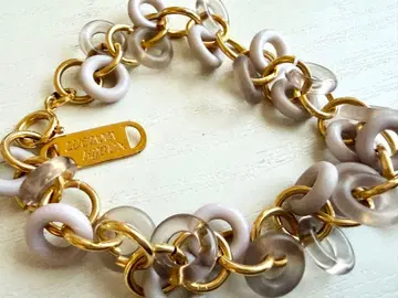 골동품 당시 물품 미사용 이탈리아제 투명감 도넛 비즈 vintage 팔찌