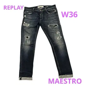 고급 REPLAY MAESTRO 마에스트로 슬림 테이퍼트 데님 W36