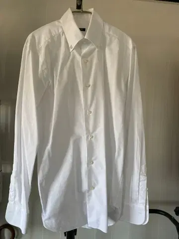 BARBA 화이트 버튼 다운 긴팔 셔츠 39