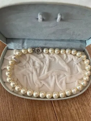 펄 목걸이 12.5mm silver 고급 더블락