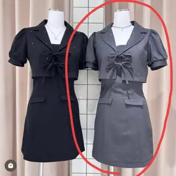 bubbles 비쥬 자켓 원피스 그레이 y2k