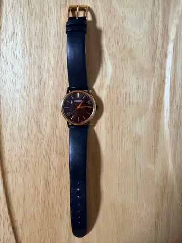 SEIKO 아날로그 손목시계 블랙 가죽