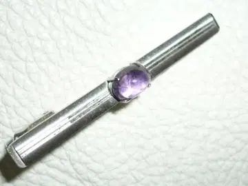 새상품급 1970년대 일본제 은제 [자수정] 카보숑 넥타이핀