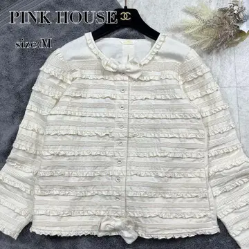 새상품급 [핑크하우스] 피코프릴 데님 블라우스 자켓 아이보리 최근