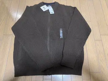 유니클로C 크루넥 풀 집업 가디건 XL 브라운
