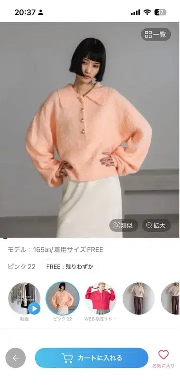 폴로 니트 풀오버 LS 핑크