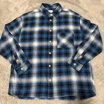 H&M 체크 셔츠 블루 블랙
