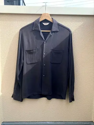 50년대 60년대 '블랙' 레이온 개버딘 셔츠