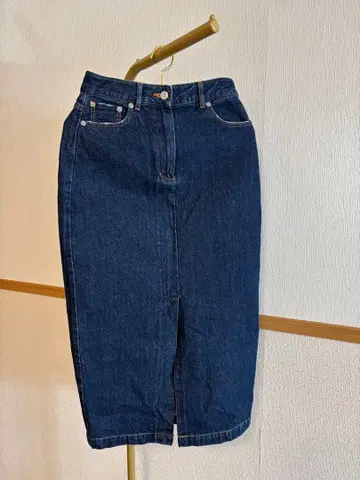 KBF 데님 타이트 스커트 다크 블루