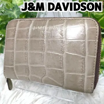 J&M DAVIDSON 접이식 지갑 미니 악어 무늬 베이지 카드 코인