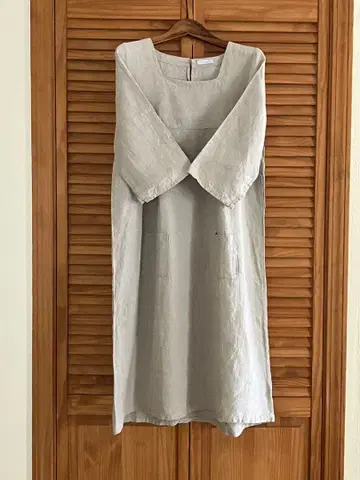 fog linen work 리투아니아린넨 7부 소매 원피스