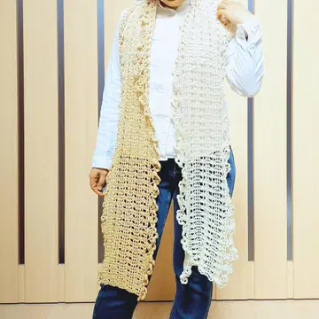 봄의 미모사 컬러 손뜨개질 코튼 스톨 봄 스톨 원더 코튼