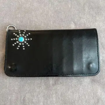 HTC 블랙 가죽 장지갑 터콰이즈 스타버스트