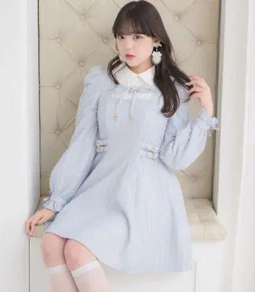 Rojita 스카이블루 프릴 드레스 셋업