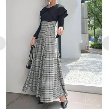 dazzlin 빅 컬러 체크 코르셋 원피스