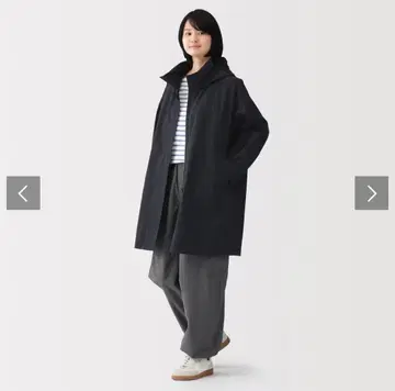 무인양품 발수 UV 컷 후드가 숨겨지는 롱 코트