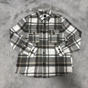 H&M 남성용 긴팔 체크 셔츠 그레이 화이트