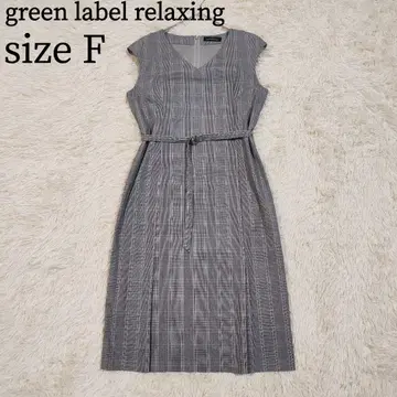 그린 라벨 릴랙싱 글렌체크 프렌치 슬리브 원피스 벨트