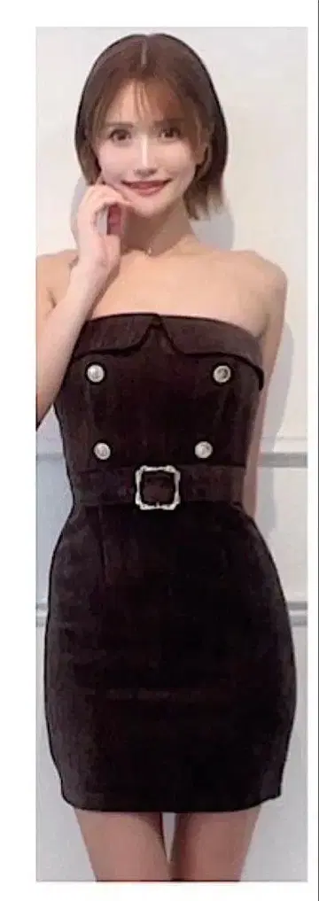 LEDIONE 베어 원피스 타이트 미니 브라운 S