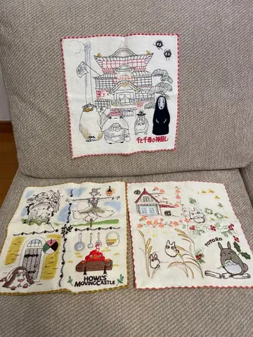 지브리 손수건 3개 세트 [ 미사용, 일부 하자 있음 ]