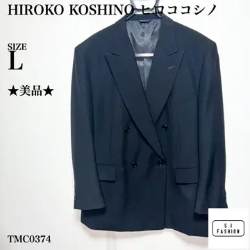 [하자품] 히로코코시노 더블 브레스트 테일러드 자켓 L 사이즈 블랙
