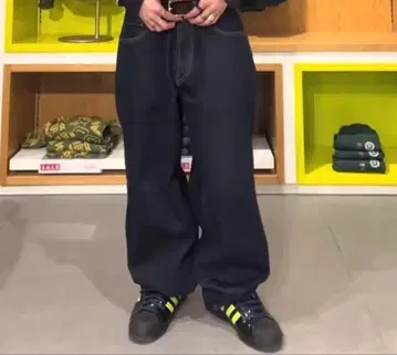 GAP 슈퍼 배기 데님 32/32 블랙 초와이드