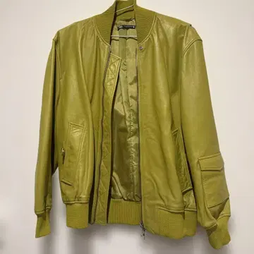 ZARA 그린 가죽 자켓 M