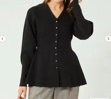 그린 라벨 릴랙싱 형태 하이 게이지 페플럼 니트 가디건