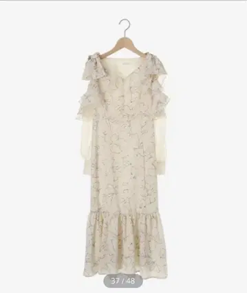 MAJESTIC LEGON 프릴 리본 어깨 트임 원피스