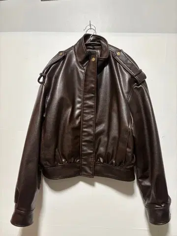 zara 다크 브라운 가죽 벌룬 자켓