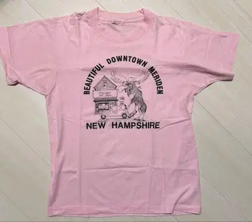 구제 의류 T셔츠 핑크 프린트T셔츠 USA제 M사이즈