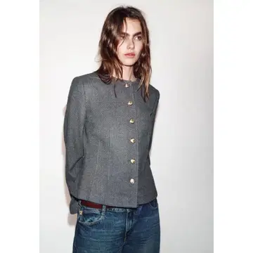 ZARA 크루넥 핏 블레이저 그레이 XS