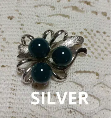 그린 컬러 SILVER 브로치
