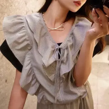 [ ORGUE ] 스트라이프 프릴 블라우스
