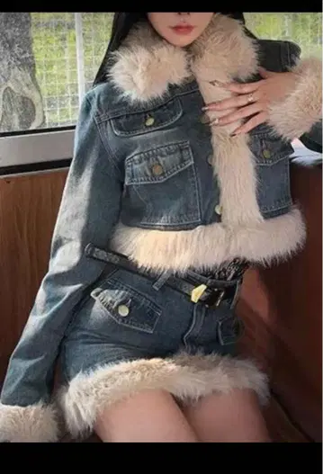 shein 데님 퍼 셋업