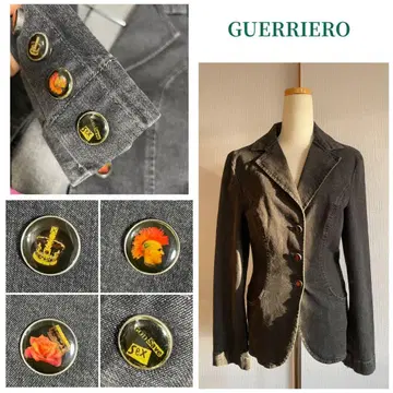 레어 00s GUERRIERO 펑크 데님 자켓 Y2K 이탈리아제