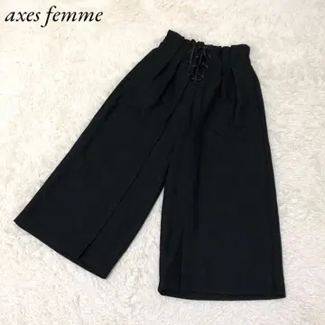 axes femme 엑시즈팜 와이드 팬츠 M 레이스업 블랙
